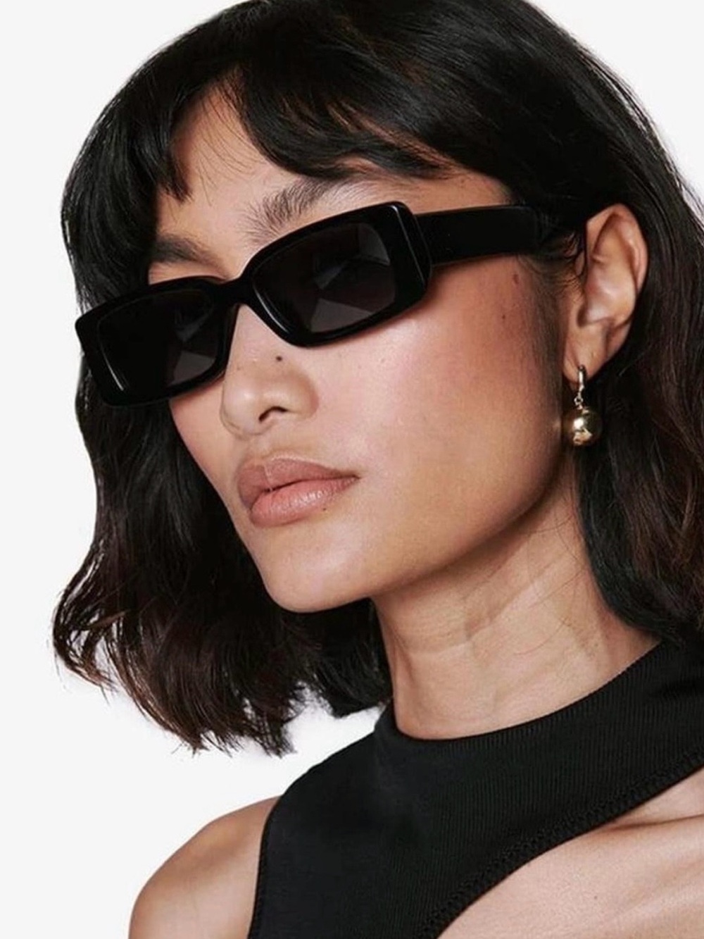 DIFF INDY Rectangle Sunglasses in Black